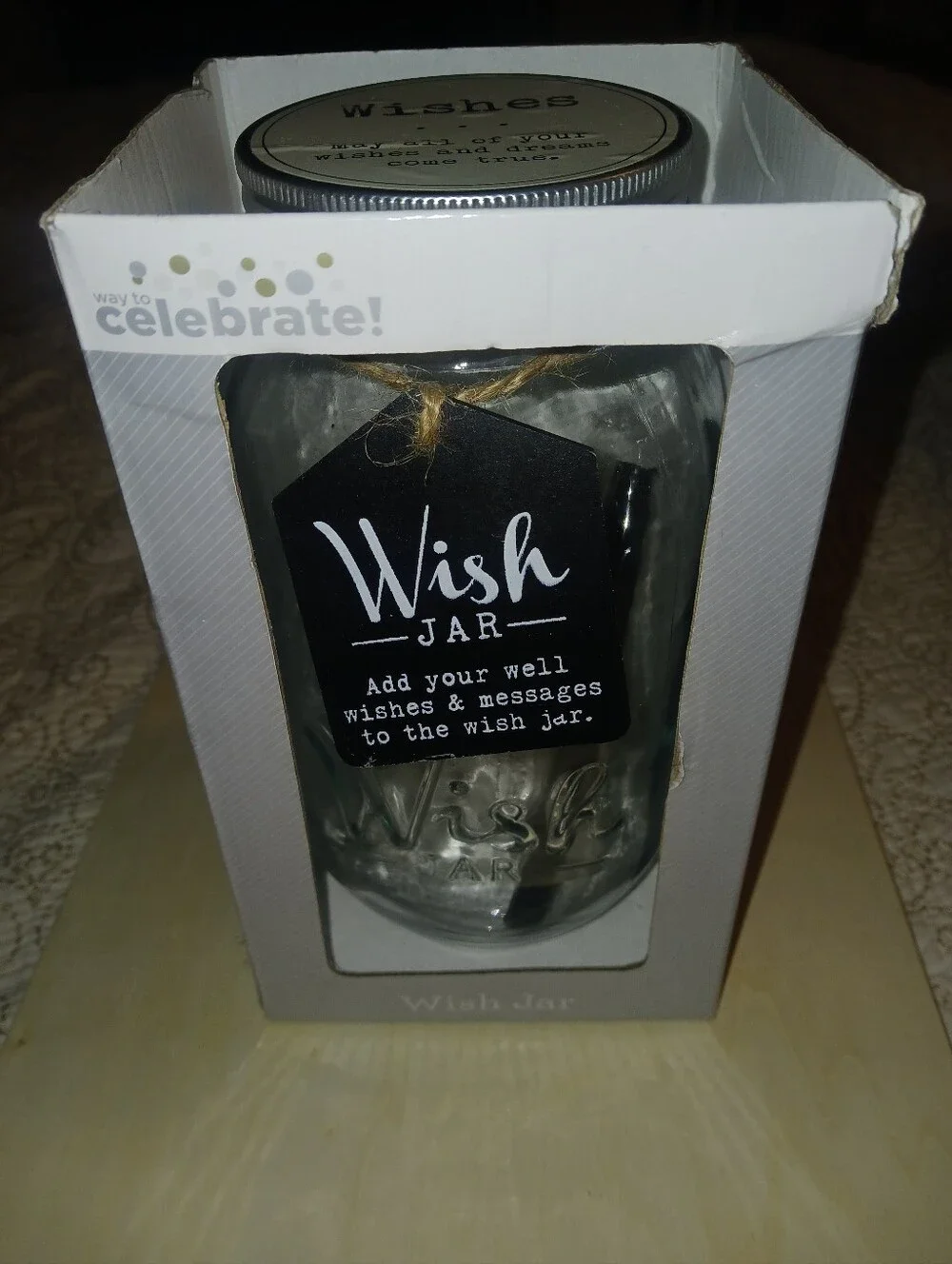 Wish Jar Message Mason Jar - Clear NEW IN BOX